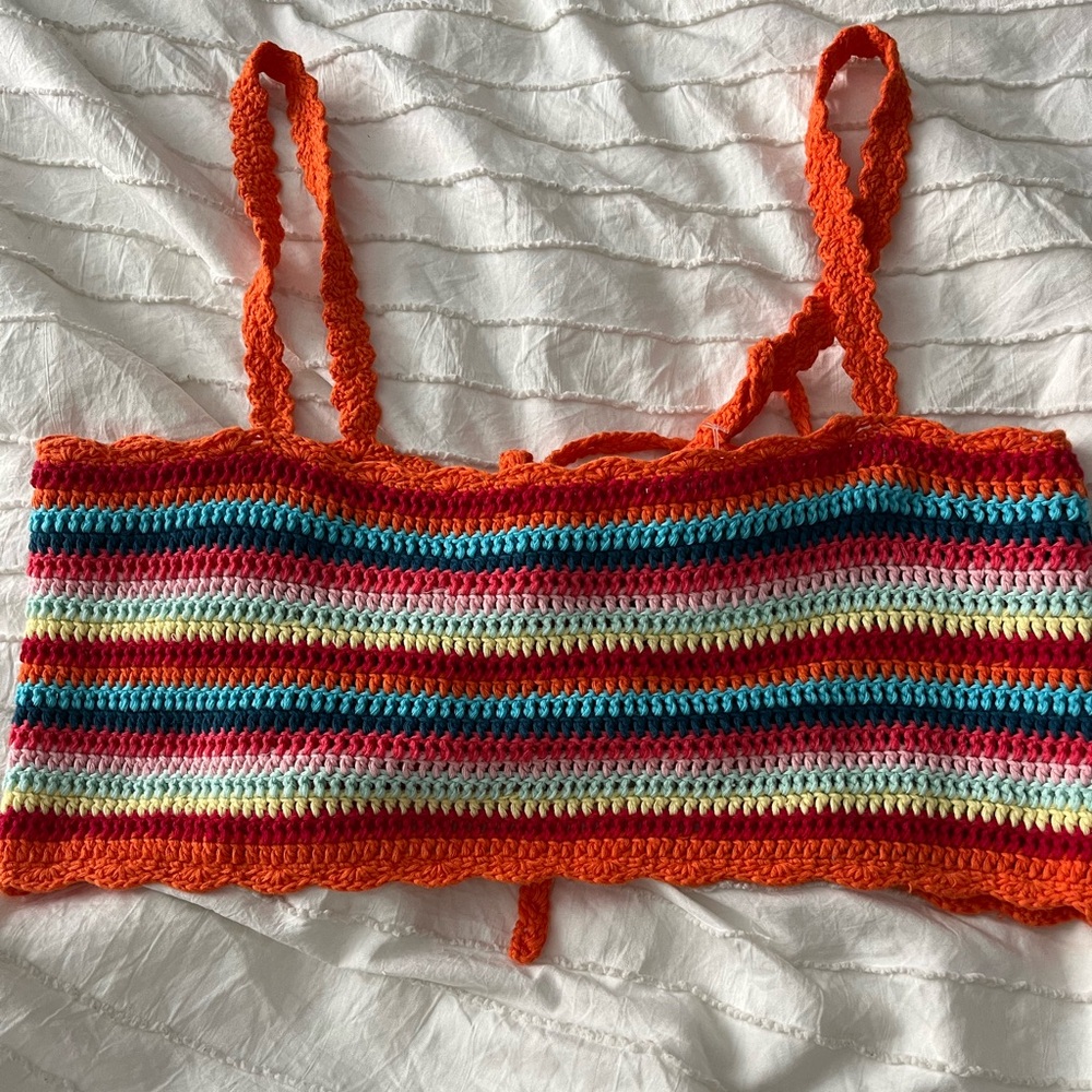 Rainbow crochet bra top